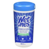 Wet Ones - Hand & Face Wipes, Vitamin E & Aloe, 40 Each