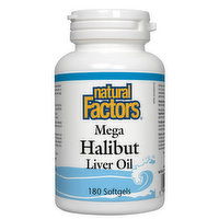 Natural Factors - Mega Halibut Liver Oil, 180 Each