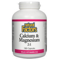 Natural Factors - Calcium Magnesium 2:1 Plus D3, 180 Each