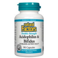 Natural Factors - Acidophilus & Bifidus Double Strength 5 Billion, 90 Each