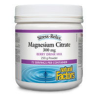 Natural Factors - Stress Relax Magnesium Citrate 300mg Berry, 250 Gram