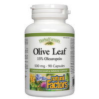 Natural Factors - HerbalFactors Olive Leaf 500mg, 90 Each