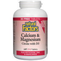 Natural Factors - Calcium & Magnesium Citrate + Vitamin D3 Bonus, 210 Each