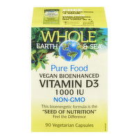 Whole Earth & Sea - Vitamin D3 1000IU Plant Based, 90 Each