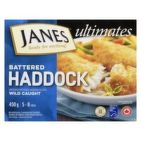Janes - Uncooked Battered Haddock Fillets, 450 Gram