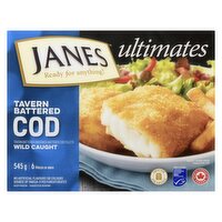 Janes - Ultimates Tavern Battered Uncooked Cod Fillets, 545 Gram