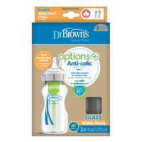 Dr Browns - Wide Neck Glass Bottles - 9 oz Anti-Colic, 2 Each