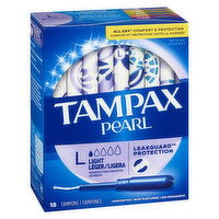 Tampax - Pearl Lite 1X Unscented Tampons, 18 Each