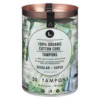 L. - Organic Cotton Tampons, Regular and Super, 30 Each