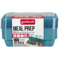 goodcook - Meal Prep 2-Compartment Rectangle Entree and 1 Side Dish container, 10 Each