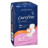 Carefree - Ultra Thin Overnight Pads, 28 Each