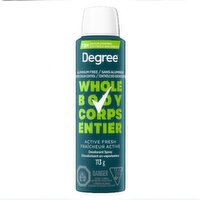 Degree - Men's Whole Body Deodorant Spray - Active Fresh, 113 Gram
