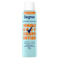 Degree - Whole Body Deodorant Spray - Fresh Citrus, 113 Gram