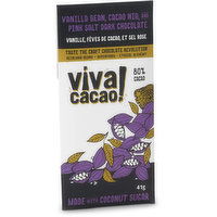 Viva Cacao - Chocolate Bar - 80% Vanilla and Nibs, 41 Gram