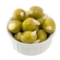 Quality Foods - Greek Green Olives with Garlic, 100 Gram