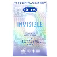 DUREX - Condom Invisible Extra Lube, 10 Each
