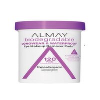 REVLON - Almay Biodegradable Longwear & Waterproof Eye Makeup Remover Pads, 120 Each