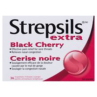 Strepsils - Extra Strength Lozenges - Black Cherry, 36 Each