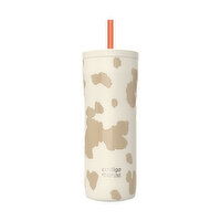 Contigo - Ally Love Streeterville 24OZ Stainless Steel Tumbler w Straw Oatmilk Cow Print, 24 Ounce