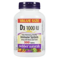 Webber Naturals - D3 1000 IU, Value Size, 500 Each