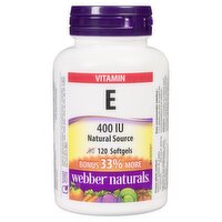 Webber Naturals - Vitamin E 400 IU Natural Source, Softgels, 120 Each