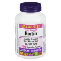 Webber naturals - Biotin 10,000mcg Value Size, 120 Each