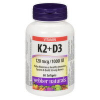 Webber Naturals - Webber Vitamin K2 120mcg D3 1000Iu, 60 Each