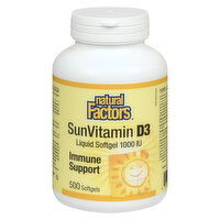 Natural Factors - VITAMIN D3 1000IU, 500 Each