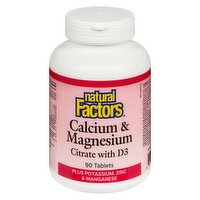Natural Factors - Calcium & Magnesium Citrate + Vitamin D3, 90 Each