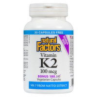 Natural Factors - Vitamin K2 100MCG Bonus, 180 Each