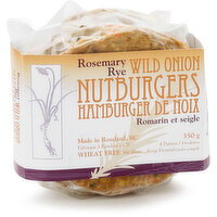 Wild Onion Nut Burgers - Rosemary Rye Patties, Wheat Free, 350 Gram