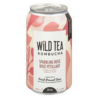 Wild Tea Kombucha - Sparkling Water - Strawberry, 355 Millilitre