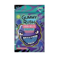 Gummy Rush - Sour Belts, Blue Raspberry, 96 Gram