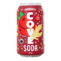 Cove - Zero Sugar Probiotic Cranmerry Soda, Limited Edition, 355 Millilitre