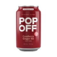 POP OFF - Craft Soda, Cranbrry Ginge Ale, Limited Edition, 355 Millilitre