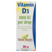 New Roots Herbal - Vitamin D3 1000 IU, 30 Millilitre