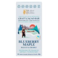 The Good Chocolatier - Craft Cacao-Bar Blueberry Maple Dark Chocolate, 45 Gram
