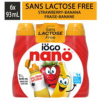 IOGO - Nano Lactose Free Drinkable Yogurt, Strawberry Banana, 93 Millilitre