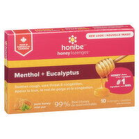 Honibe - Honey Lozenges Pure Honey w/Menthol Eucalyptus, 10 Each