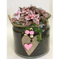 Planter - Glass With Heart Embellishment, 4 Each