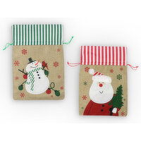Santa's Secrets - Christmas Jute Drawstring Gift Bag, 1 Each