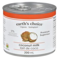 Earth's Choice - Coconut Milk, 17% Coconut Fat, 200 Millilitre