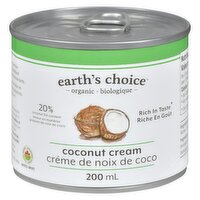Earth's Choice - Coconut Cream, 20% Coconut Fat, 200 Millilitre