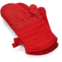 S&Co HOME - Cotton Silicon Red Oven Mitt Pair