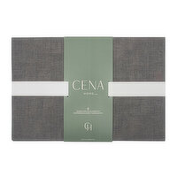 CENA Collection - Charcoal 4Pk Faux Leather Placemats, 1 Each