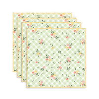BOUTIQUE - Green Plaid and Flower 4pk Dishcloth, 1 Each
