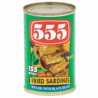 555 - Fried Sardines in Soya Oil with Black Beans, 155 Gram