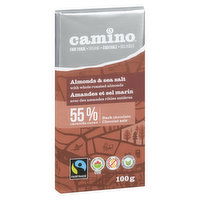 Camino - Dark Chocolate Bar - Almonds & Sea Salt, 100 Gram