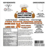 Baker Farms - Brown Free Range Eggs, 30 Each