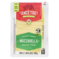 L'Ancetre - Mozzarella Cheese 28% Sliced Organic, 180 Gram